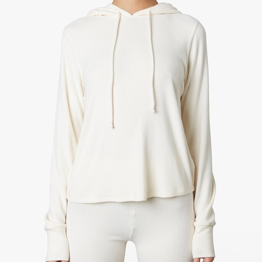 Hacci Rib Hoodie - Oat Cozy Cream Ribbed Hoodie Top